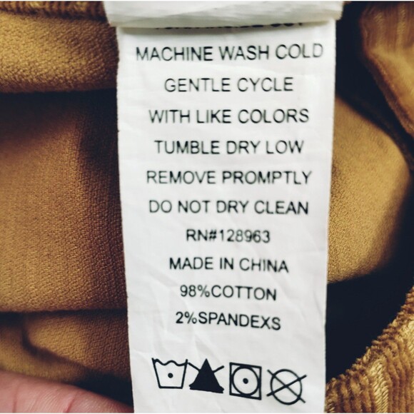 Indigo Rein Pants Women's 13/30 Tapered Leg Zip 2 Pockets Gold Pinwale Corduroy - Picture 8 of 10